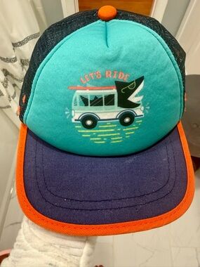 Target Kids Teal & Navy Cap with Orange Trim - 'Let's Ride' Van Graphic